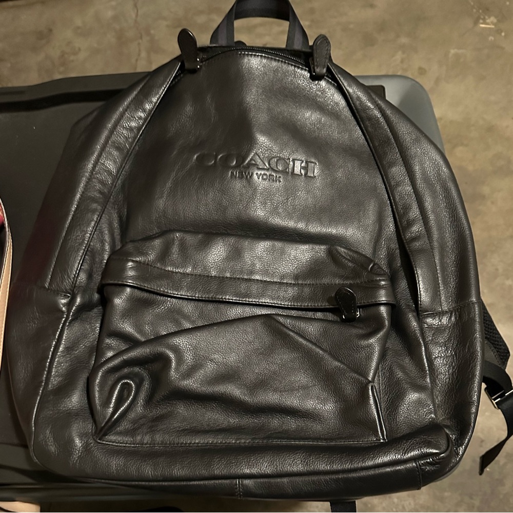 Black Leather Coach backpack